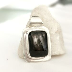 Dark Tiger eye tiger's eye pendant for necklace in Sterling Silver